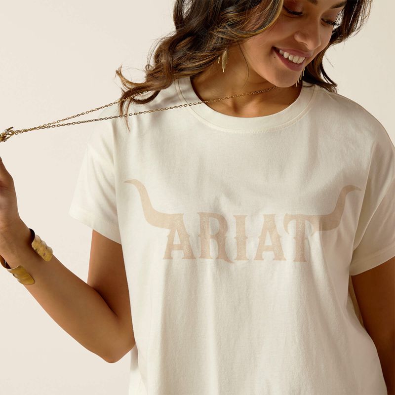 Coconut Milk Ariat Wild Hat T-Shirt | 42QTWZXDS