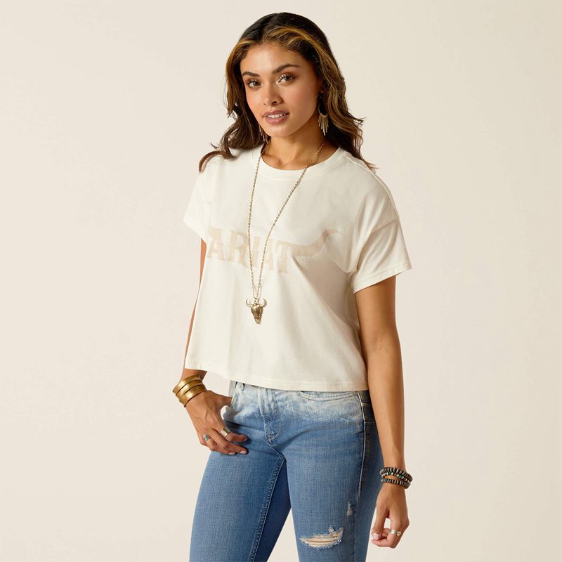 Coconut Milk Ariat Wild Hat T-Shirt | 42QTWZXDS