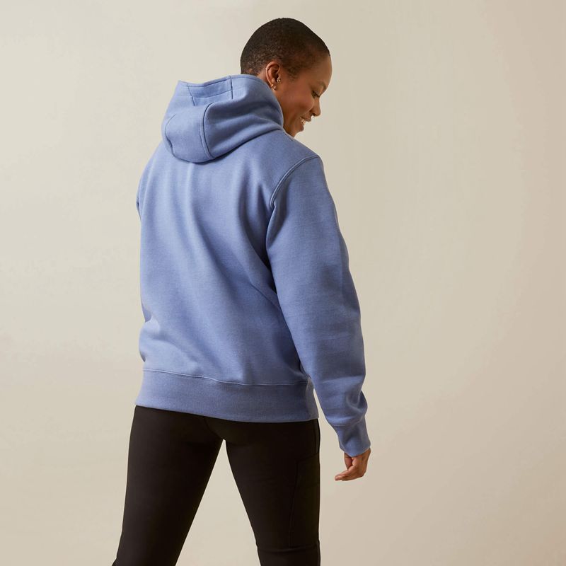 Colony Blue Heather Ariat Rebar Skill Set 1/2 Zip Hoodie | 19DKUJAOZ