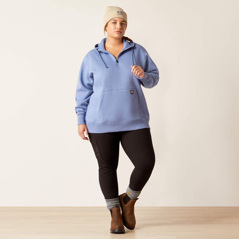 Colony Blue Heather Ariat Rebar Skill Set 1/2 Zip Hoodie | 19DKUJAOZ