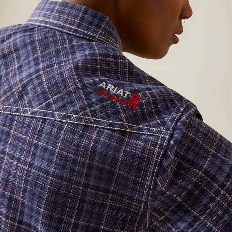 Colony Blue Plaid Ariat Fr Tillie Snap Work Shirt | 13SJRFKDG