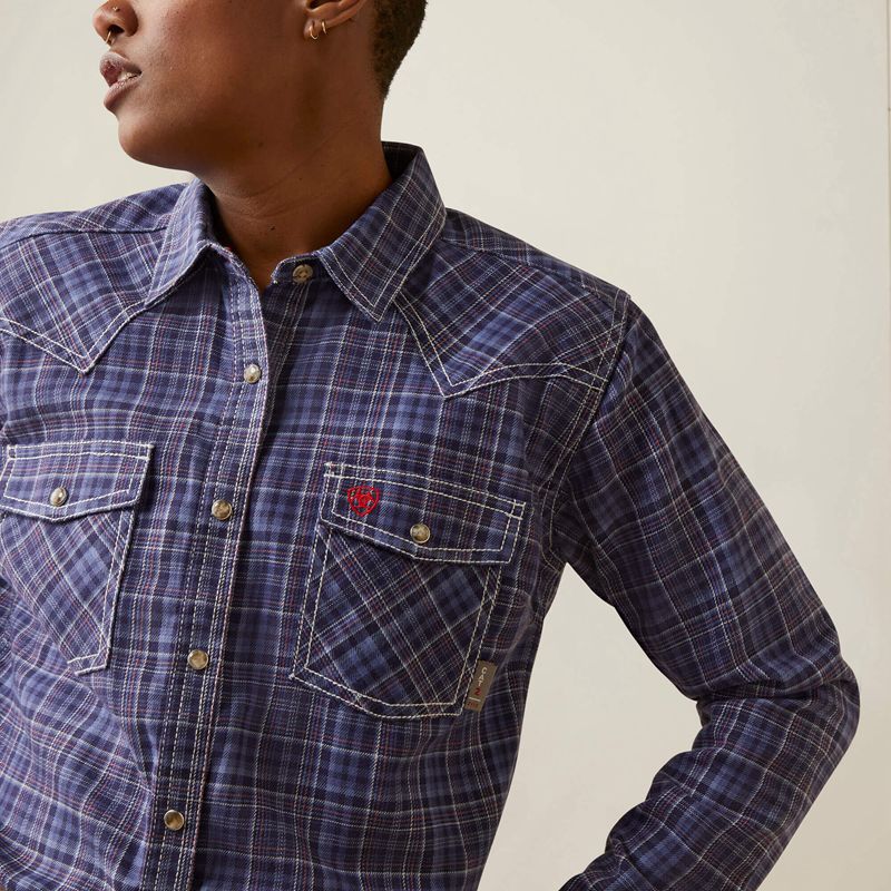 Colony Blue Plaid Ariat Fr Tillie Snap Work Shirt | 13SJRFKDG