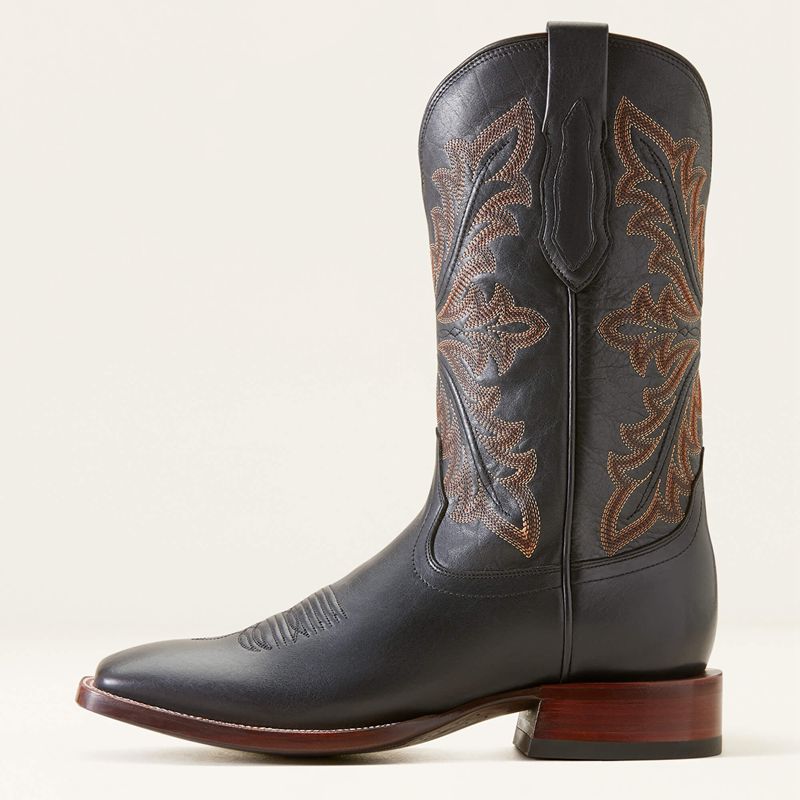 Cool Black Bison Ariat Bench Made Bassett Cowboy Boot | 32ELHAZRC