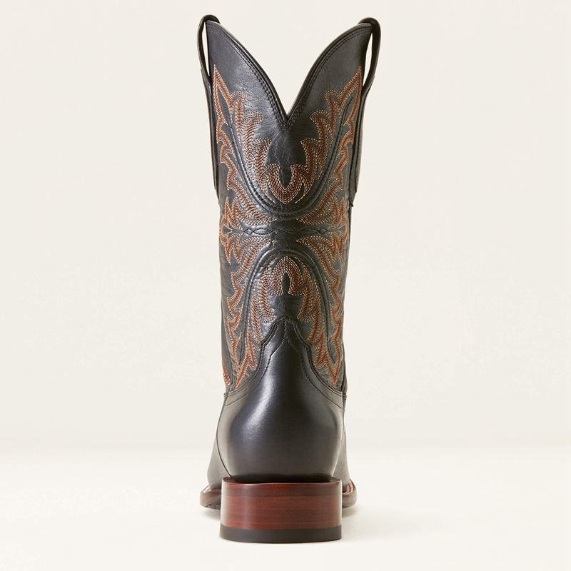 Cool Black Bison Ariat Bench Made Bassett Cowboy Boot | 32ELHAZRC