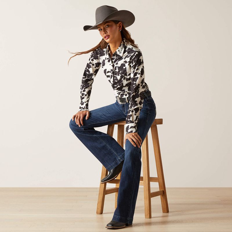 Cow Ariat Team Kirby Stretch Shirt | 90ZCSLAND