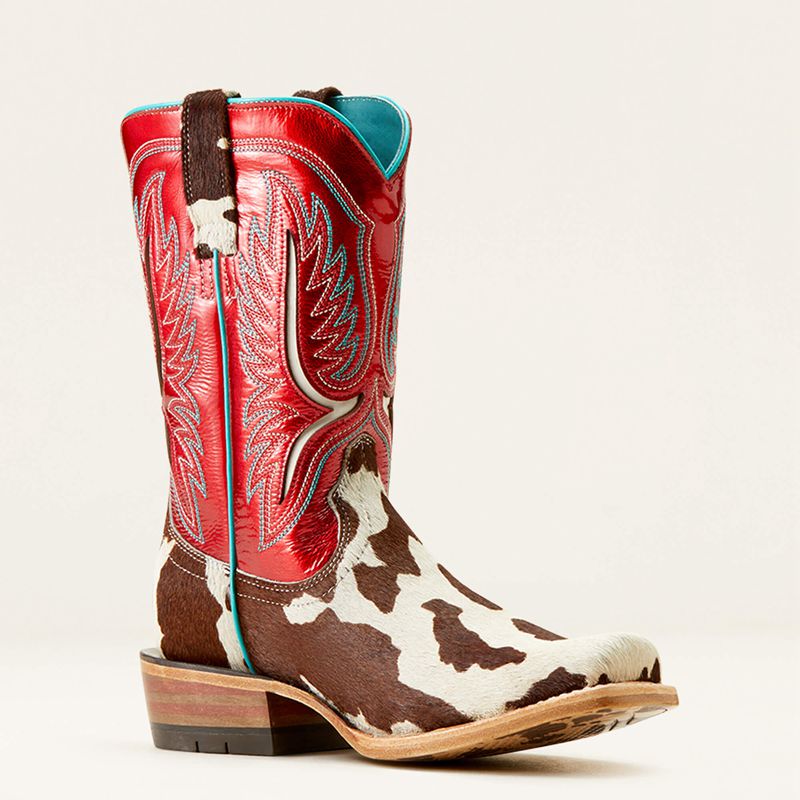 Cowtown Hair On/Ruby Red Patent Ariat Futurity Colt Western Boot | 85LUSZMKI