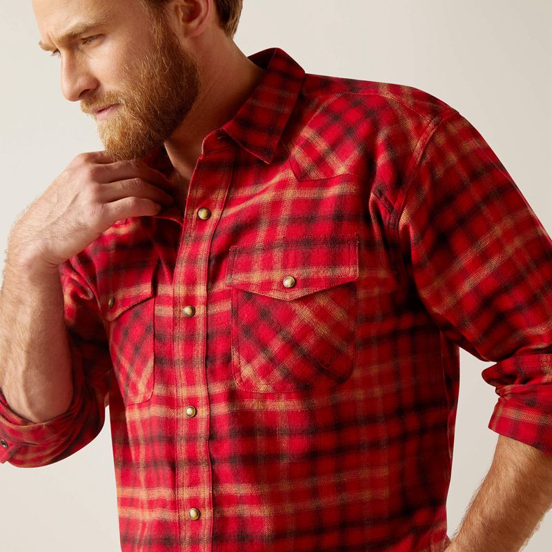 Cranberry Crimson Ariat Heber Retro Fit Shirt | 59XRKAUGT