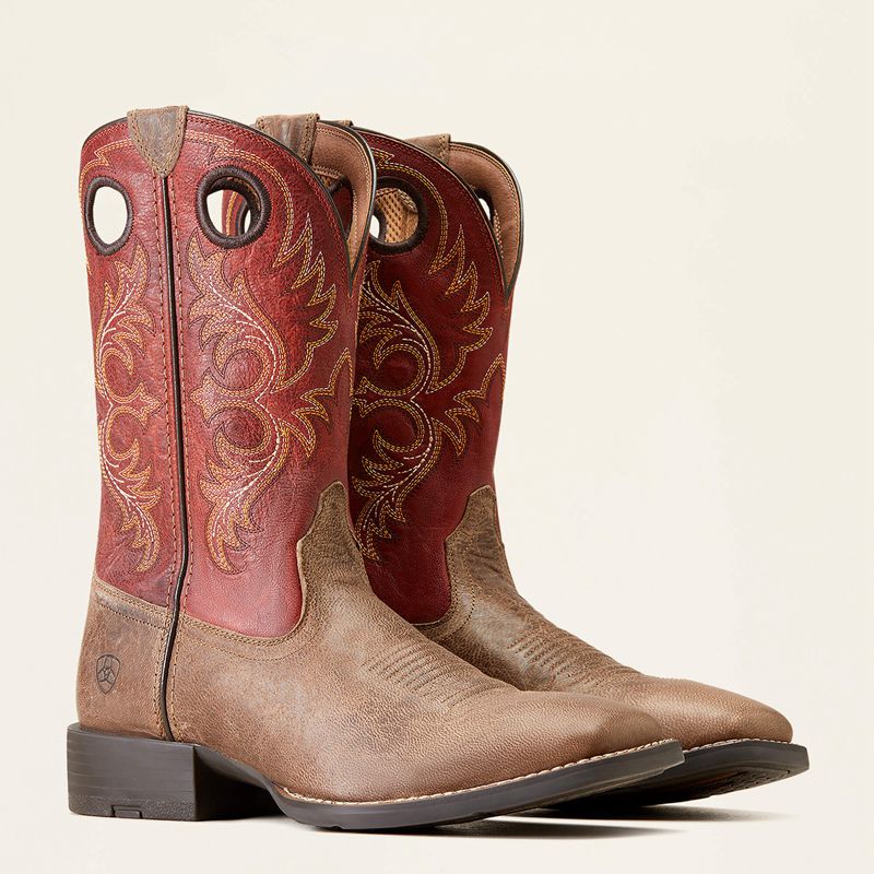 Crazy Crunch Tan Ariat Sport Rodeo Western Boot | 68QUWLOAB