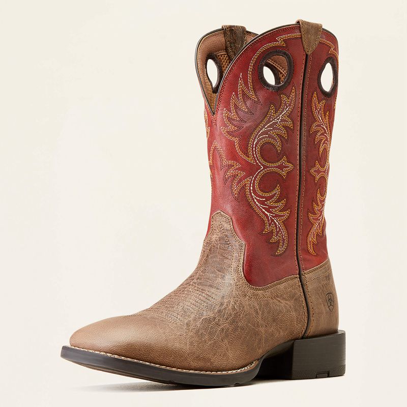 Crazy Crunch Tan Ariat Sport Rodeo Western Boot | 68QUWLOAB