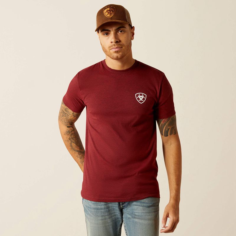 Crimson Black Heather Ariat Eagle And Snake T-Shirt | 38UKWVIFP