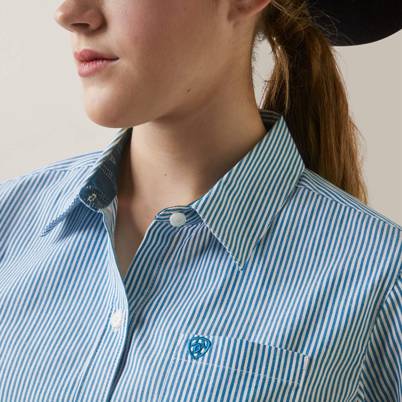 Crystal Teal Stripe Ariat Kirby Stretch Shirt | 72UWHMVOK