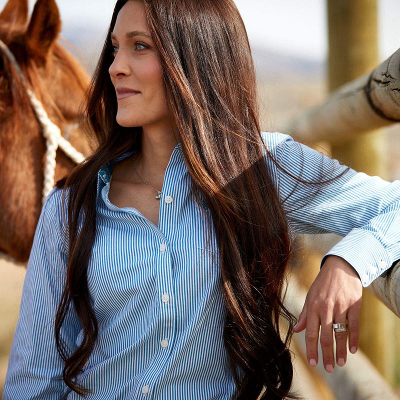 Crystal Teal Stripe Ariat Kirby Stretch Shirt | 72UWHMVOK