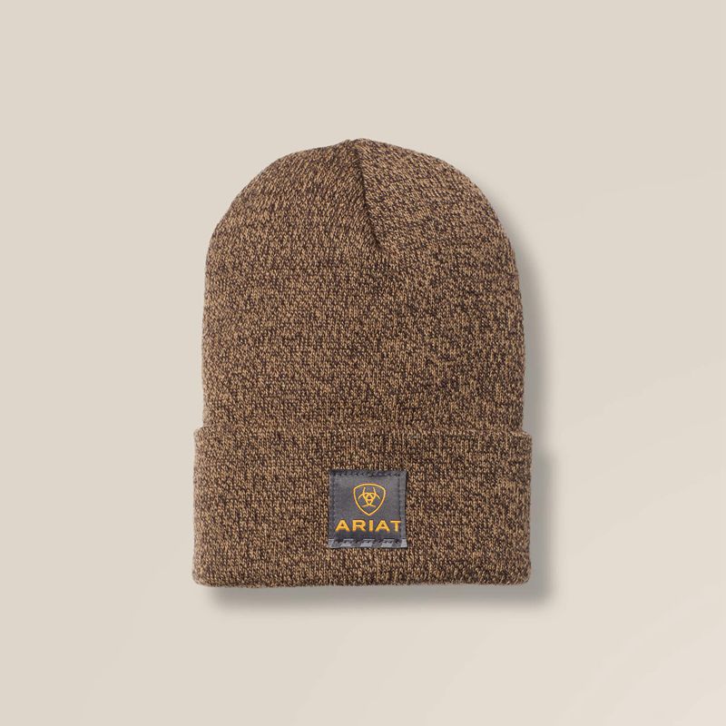 Dark Brown/Sandstone Ariat Rebar Watch Cap | 40PLEDUKB