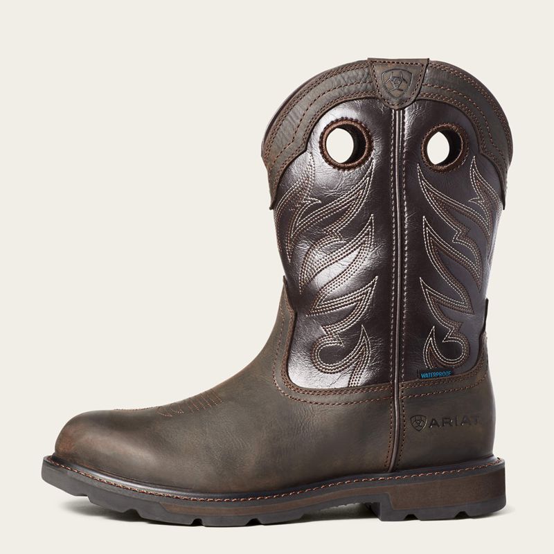 Dark Brown Ariat Groundwork Waterproof Work Boot | 53LNPBMSY