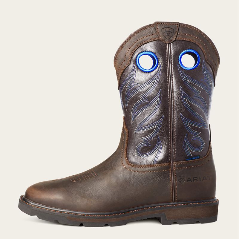 Dark Brown Ariat Groundwork Waterproof Work Boot | 42SUEATOX