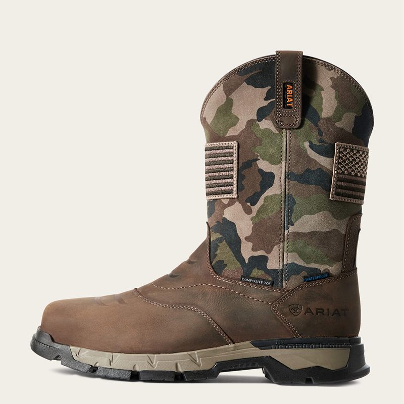 Dark Brown Ariat Rebar Flex Patriot Waterproof Composite Toe Work Boot | 73AKEVYOQ