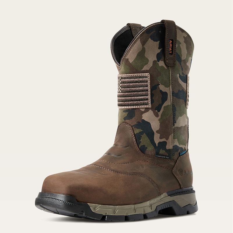 Dark Brown Ariat Rebar Flex Patriot Waterproof Composite Toe Work Boot | 73AKEVYOQ