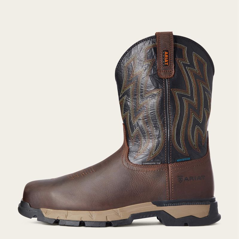 Dark Brown Ariat Rebar Flex Western Waterproof Composite Toe Work Boot | 84AUKWCDI