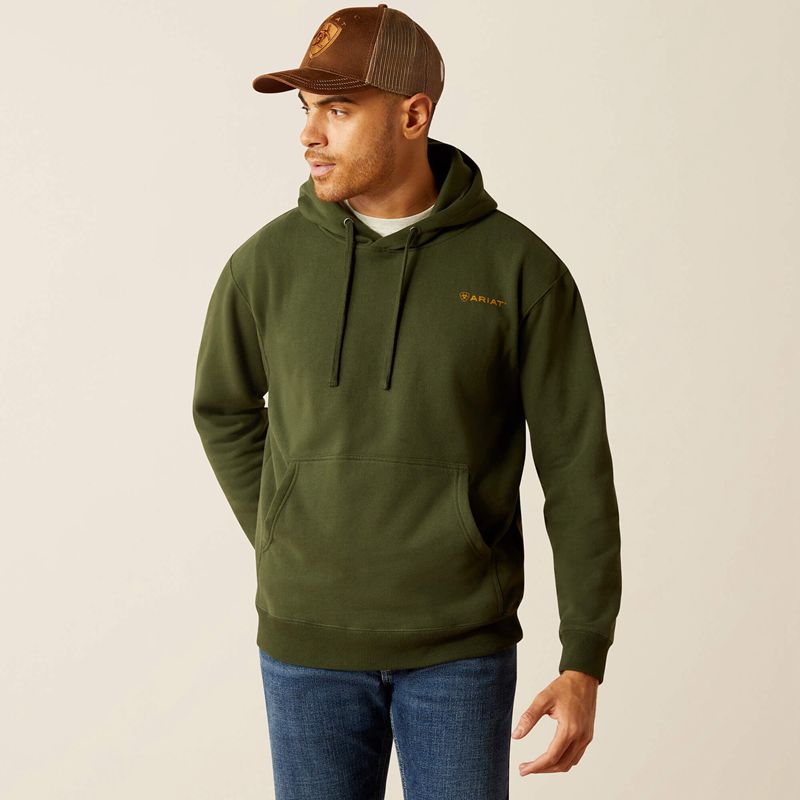 Dark Green Ariat Barbwire Skull Hoodie | 28DKIXOPQ