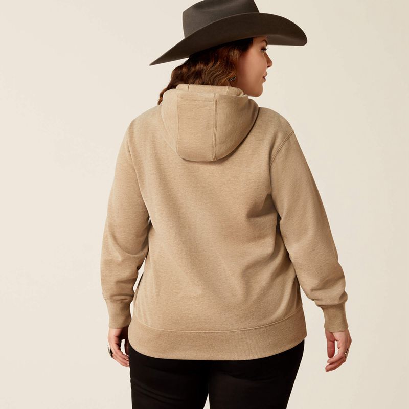 Dark Oatmeal Heather Ariat Bronco Stitch Hoodie | 13RLCPKWD