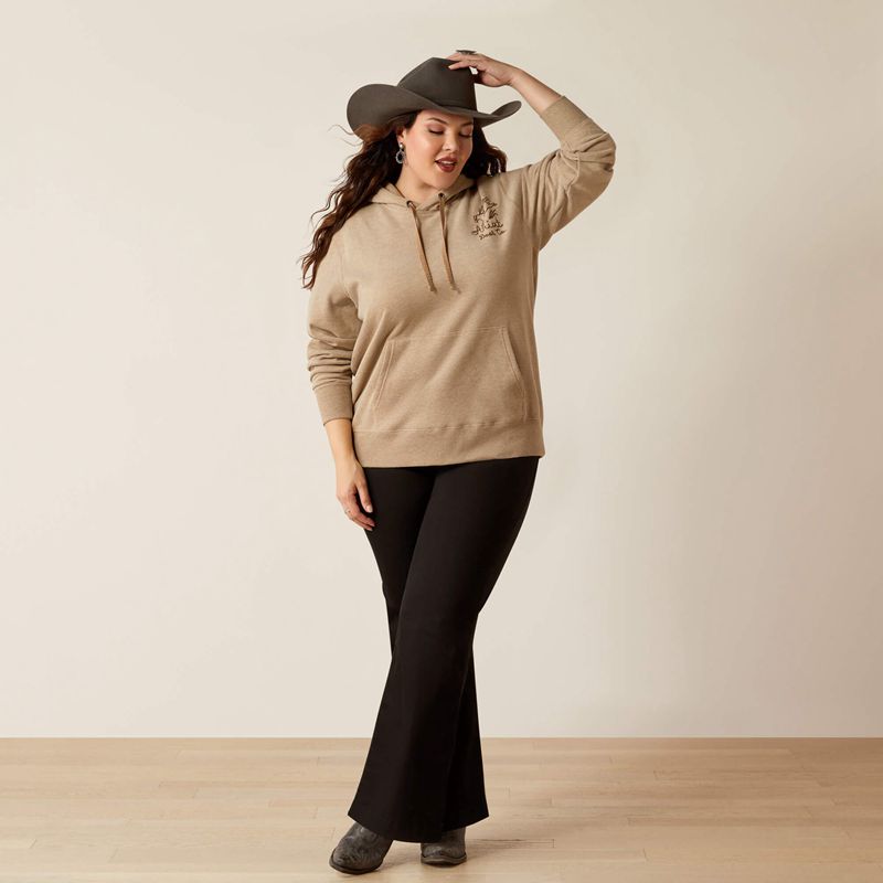 Dark Oatmeal Heather Ariat Bronco Stitch Hoodie | 13RLCPKWD