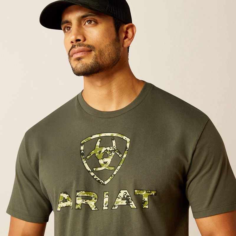 Dark Olive Ariat Liberty Usa Digi Camo T-Shirt | 12CGDSNVR