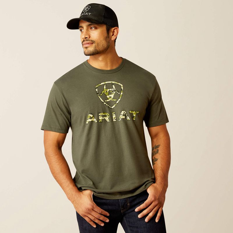 Dark Olive Ariat Liberty Usa Digi Camo T-Shirt | 12CGDSNVR