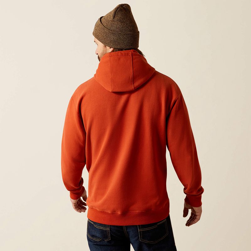 Dark Orange Ariat Forest Badge Hoodie | 23CRISQFM