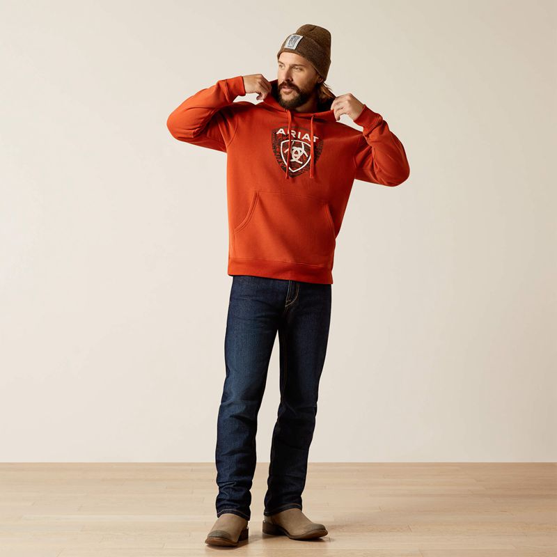 Dark Orange Ariat Forest Badge Hoodie | 23CRISQFM