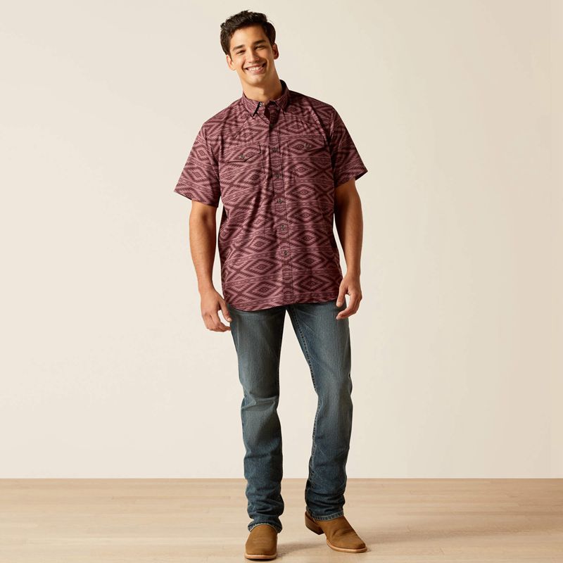 Dark Redwood Ariat Venttek Western Fitted Shirt | 85FAMNXSU