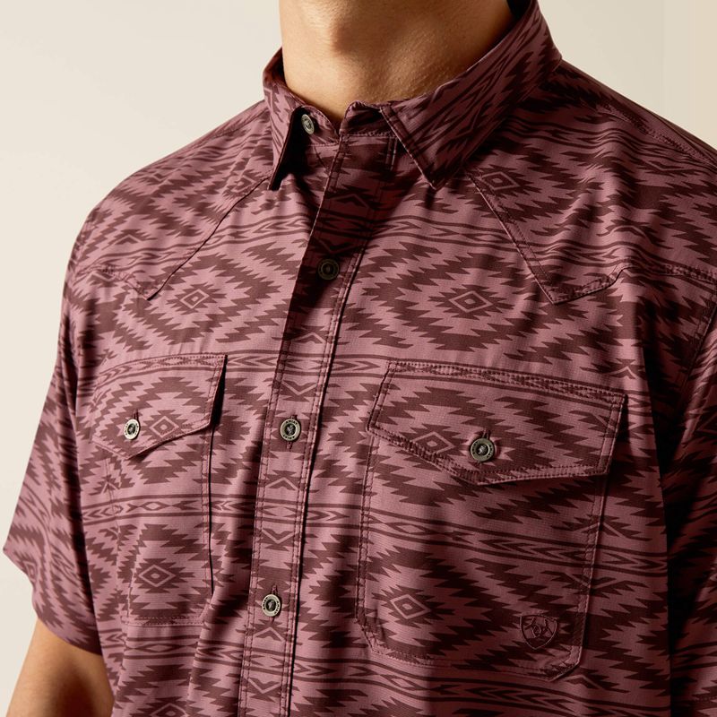 Dark Redwood Ariat Venttek Western Fitted Shirt | 85FAMNXSU