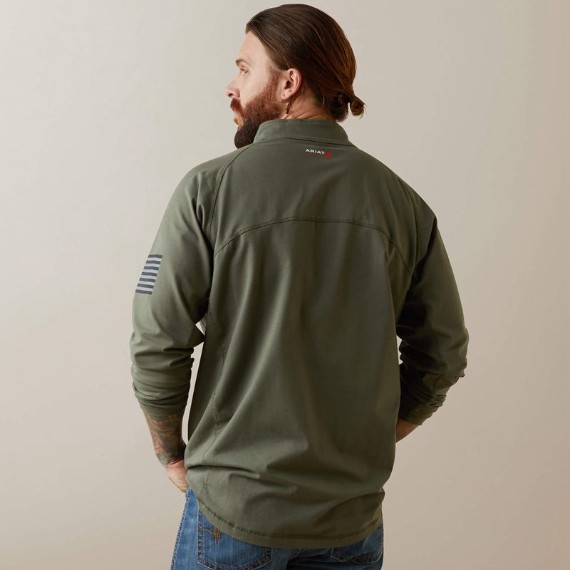 Dark Sage Ariat Fr Combat Stretch Patriot 1/4 Zip Work Shirt | 90TZEDYGM