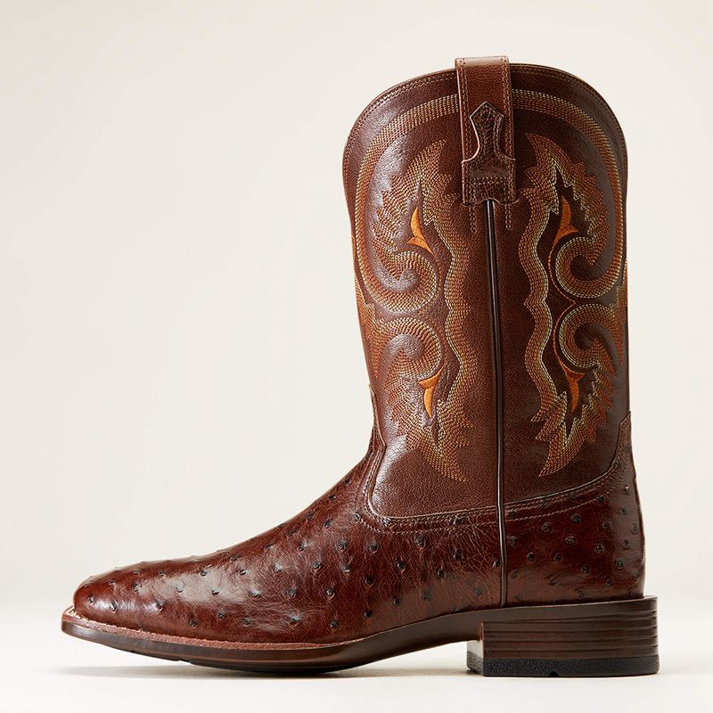 Dark Tabac Full Quill Ostrich Ariat Barley Ultra Western Boot | 90IYKWLGS