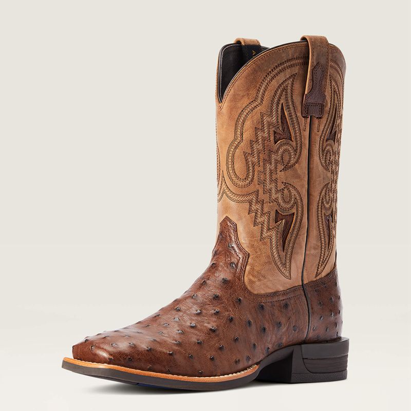 Dark Tabac Full Quill Ostrich Ariat Dagger Western Boot | 09JZPBXML