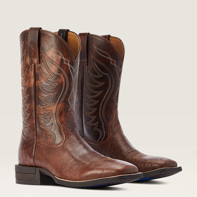 Dark Tabac Smooth Quill Ostric Ariat Reckoning Western Boot | 65EDIGPWZ