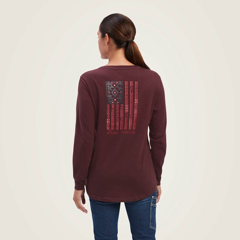 Decadent Chocolate Ariat Rebar Cotton Strong Southwest Graphic T-Shirt | 08ORCYQLJ