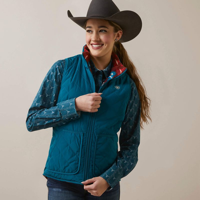 Deep Lagoon Ariat Dilon Reversible Insulated Vest | 17NLZFXJG