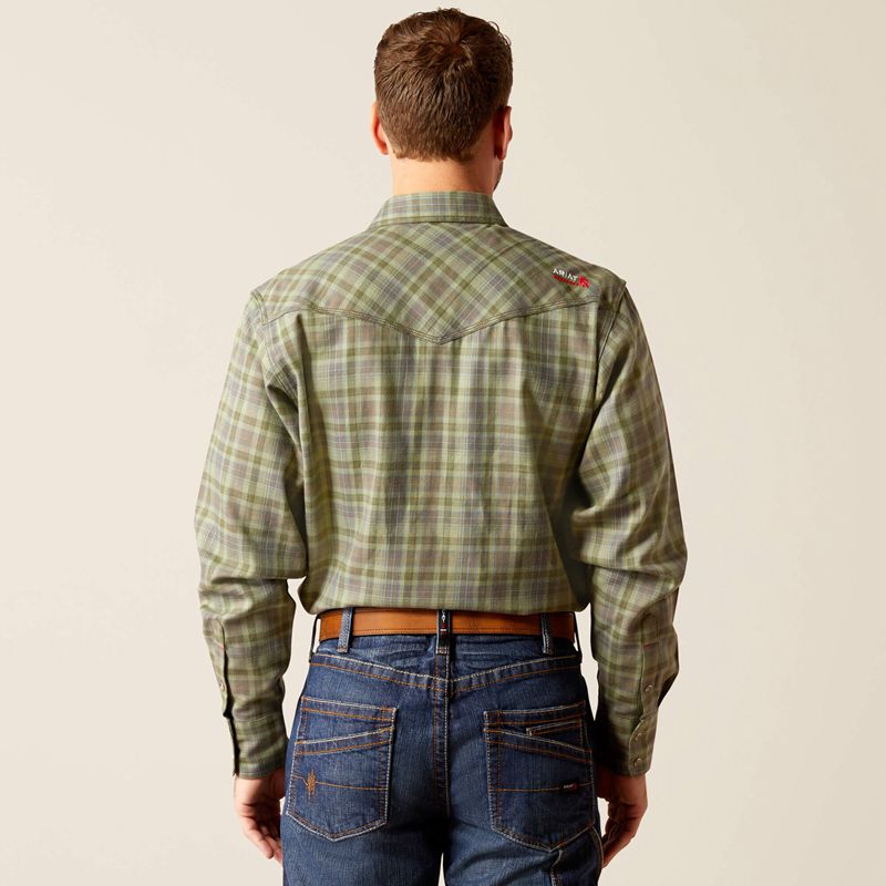 Deep Lichen Ariat Fr Sawtooth Retro Fit Snap Work Shirt | 89CRDOJHL