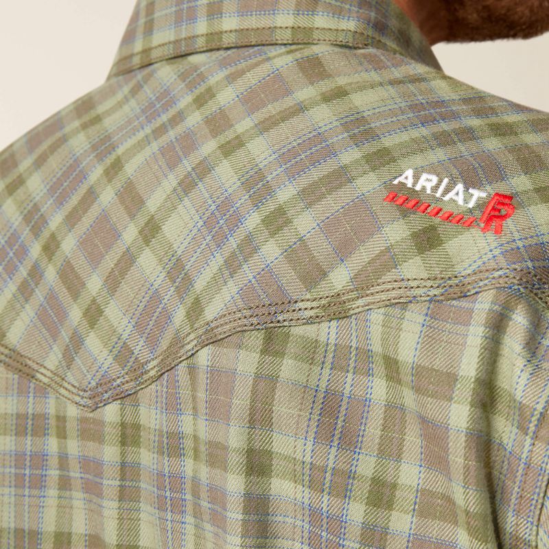 Deep Lichen Ariat Fr Sawtooth Retro Fit Snap Work Shirt | 89CRDOJHL