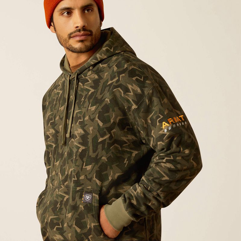 Deep Lichen Camo Ariat Rebar Workman Shard Hoodie | 60IUVELSQ