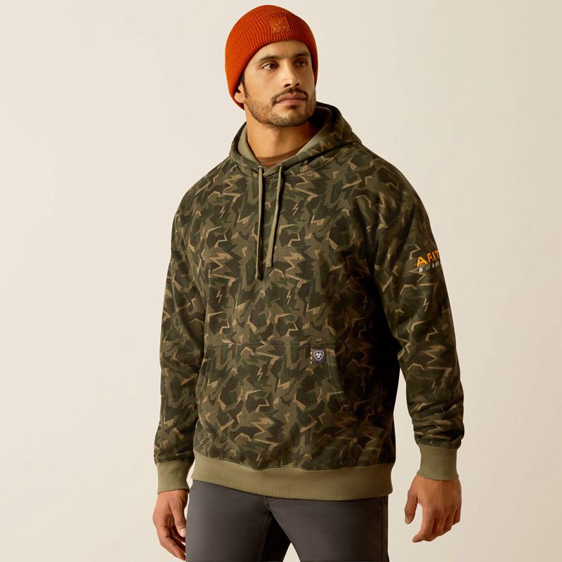 Deep Lichen Camo Ariat Rebar Workman Shard Hoodie | 60IUVELSQ