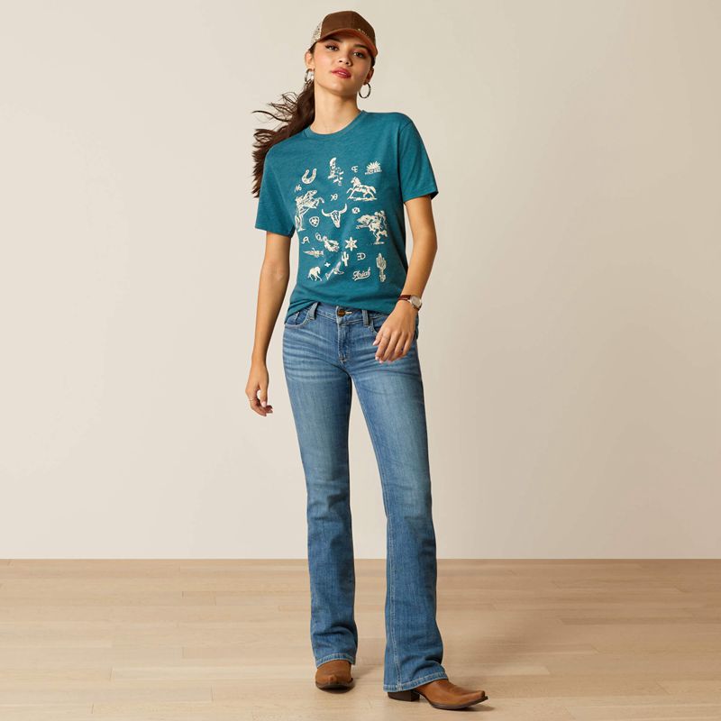 Deep Sea Heather Ariat Sketch Pad T-Shirt | 95PISCRQD