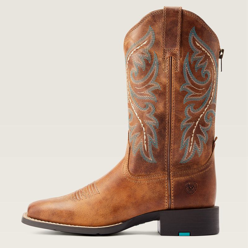 Desert Sand Ariat Round Up Back Zip Western Boot | 36CQBEJGU