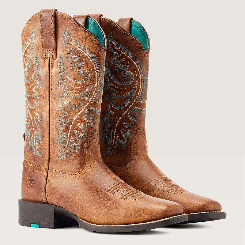 Desert Sand Ariat Round Up Back Zip Western Boot | 36CQBEJGU