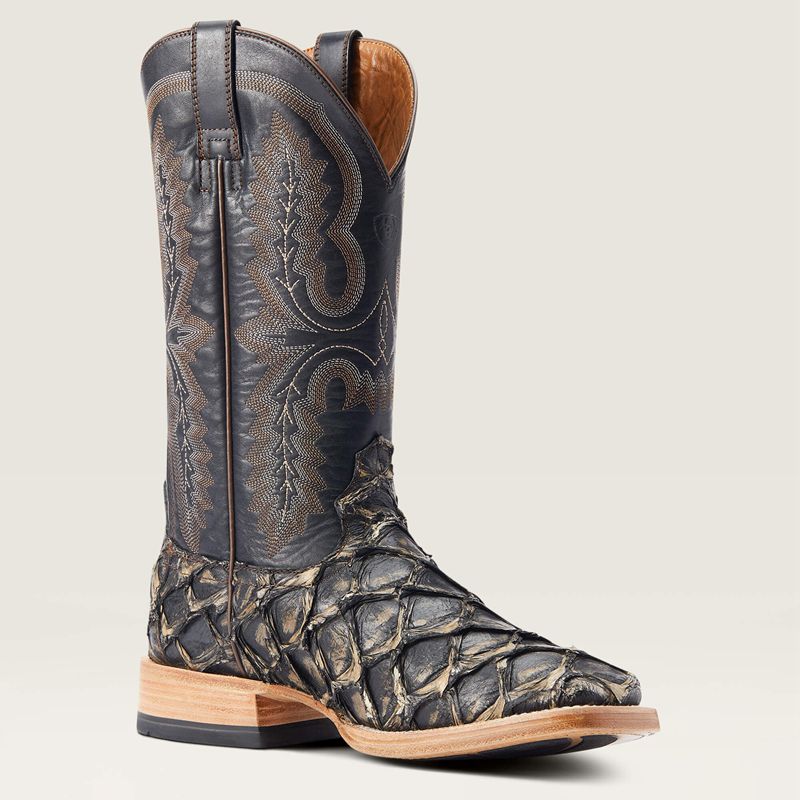 Distressed Black Piraruci Ariat Deep Water Western Boot | 23PZAJTIK