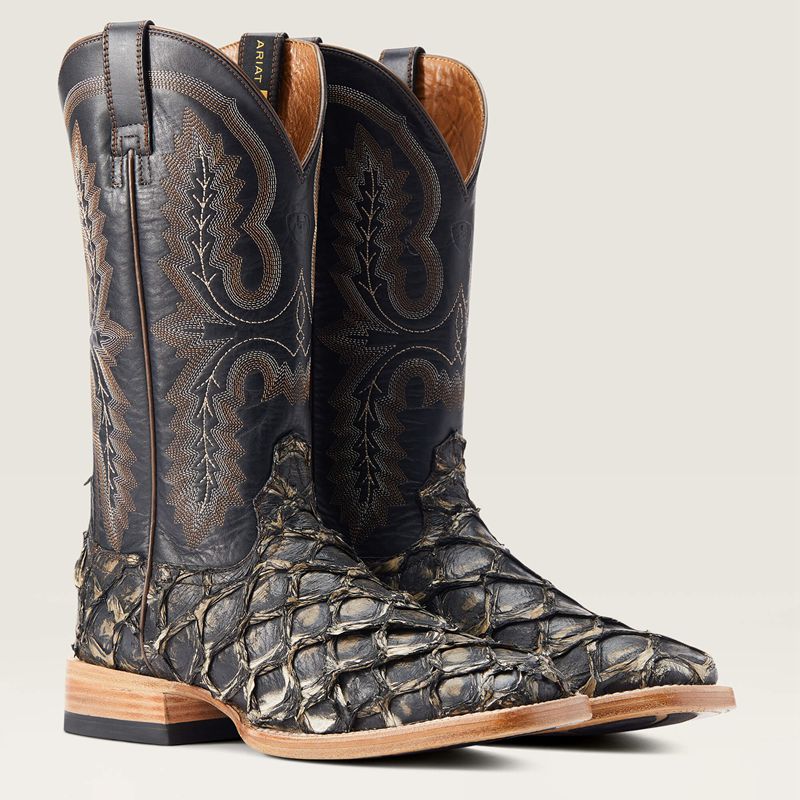 Distressed Black Piraruci Ariat Deep Water Western Boot | 23PZAJTIK