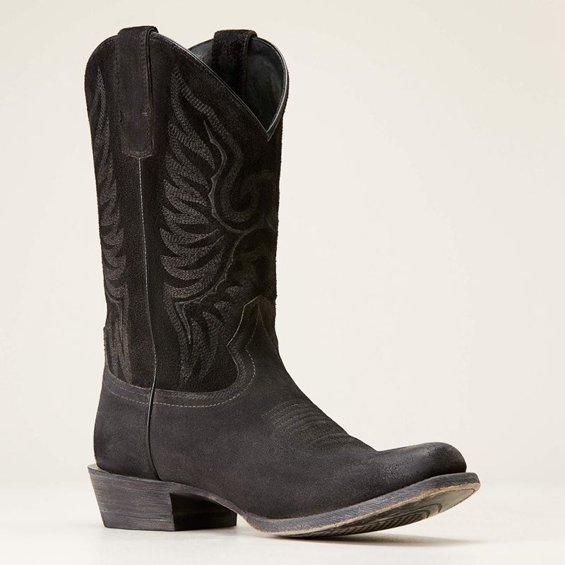 Distressed Black Suede Ariat Circuit High Stepper Western Boot | 51WHFAQBN