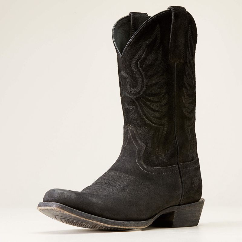 Distressed Black Suede Ariat Circuit High Stepper Western Boot | 51WHFAQBN