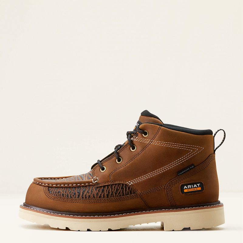 Distressed Brown/Sharkskin Print Ariat Rebar Lift Chukka Composite Toe Work Boot | 38BJTYUOH