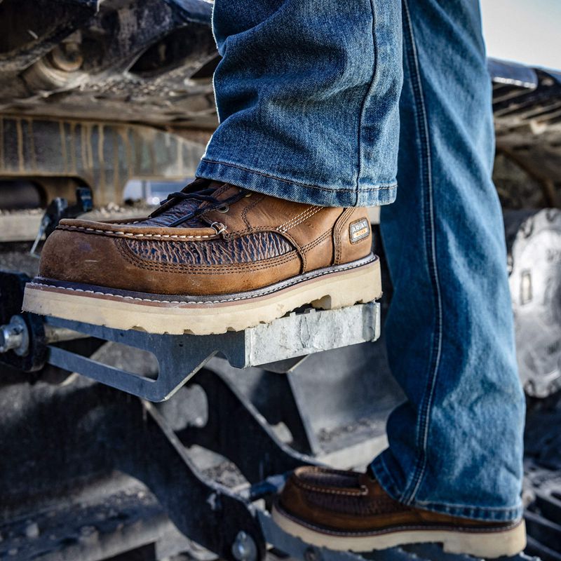 Distressed Brown/Sharkskin Print Ariat Rebar Lift Chukka Composite Toe Work Boot | 38BJTYUOH